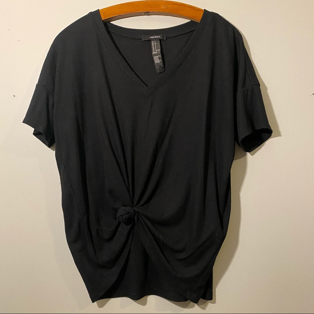 Black ribbed forever 21 top